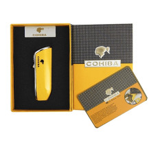 COHIBA Zigarrenfeuerzeug mit Cutter - gelb