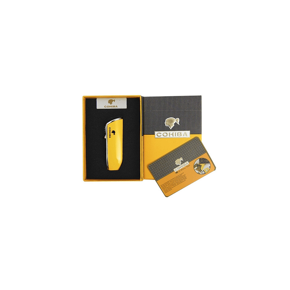 COHIBA Zigarrenfeuerzeug mit Cutter - gelb