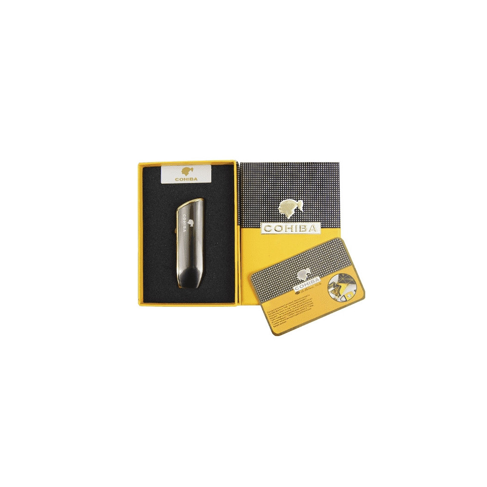 COHIBA Zigarrenfeuerzeug mit Cutter – grau