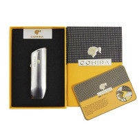 COHIBA Zigarrenfeuerzeug mit Cutter – silber