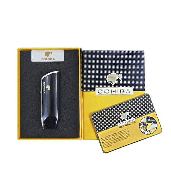 COHIBA Zigarrenfeuerzeug mit Cutter – schwarz