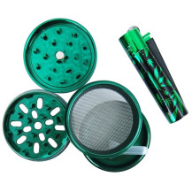 Rauchmühlen-Set: Rauchmühle + Blattschneider aus Metall