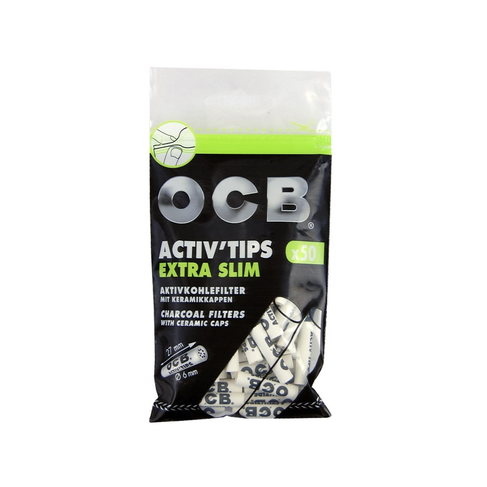 Aktive, schlanke Kohlefilter OCB Active Slim 6 mm, 50 Stück