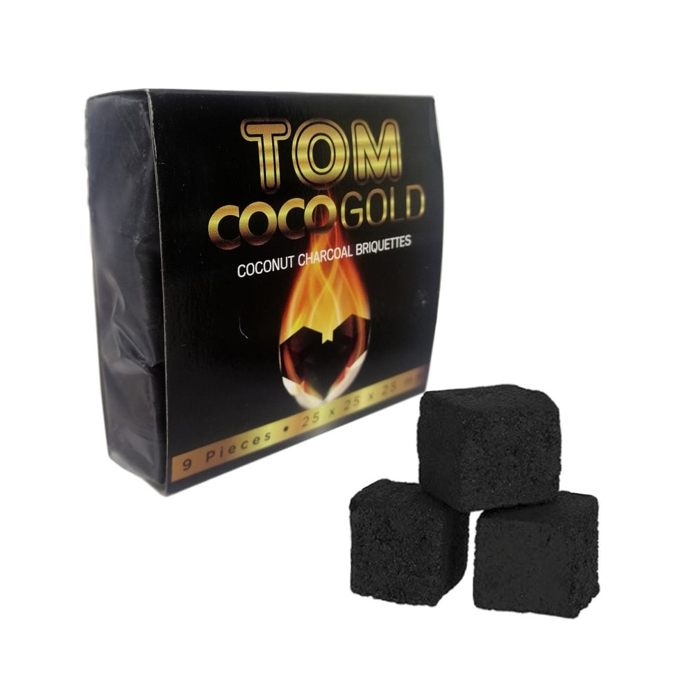 Tom Coco Gold Holzkohle, 9 Stück / 9 Würfel