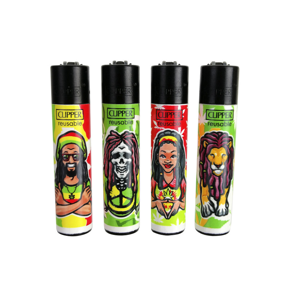Clipper Feuerzeuge Serie RASTA II, 4 Stück.