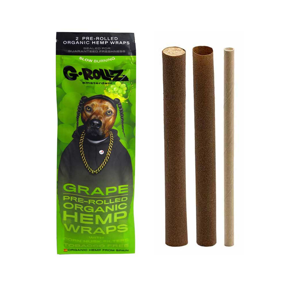 G-Rollz Hanf-Blunts – Traube, 2 Stück – Verpackung und Inhalt