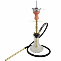 Wasserpfeife Kaya Shisha, klares Messing, Stecker in Gold, 52 cm
