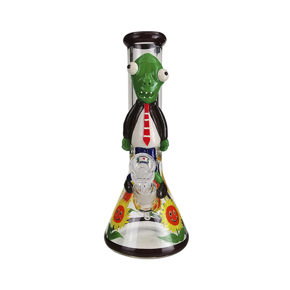 Glasbongo „Zombie und Pflanzen“, leuchtend, Grace Glass Glow, 32 cm – Vorderansicht