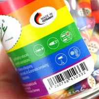 Zigarettenfilter mit Aktivkohle Purize Extra Slim Rainbow 100 Stück – Etikettendetails