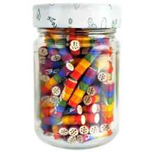 Zigarettenfilter mit Aktivkohle Purize Extra Slim Rainbow 100 Stück – Glasbehälter mit Filtern – Rückansicht