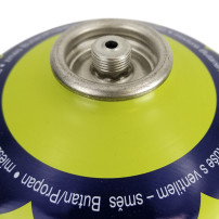 Gaskartusche zum Einschrauben in einen Shisha-Kohlebrenner Meva UKP02007 - 450 g / 7,16 - Nahaufnahme des Gewindes