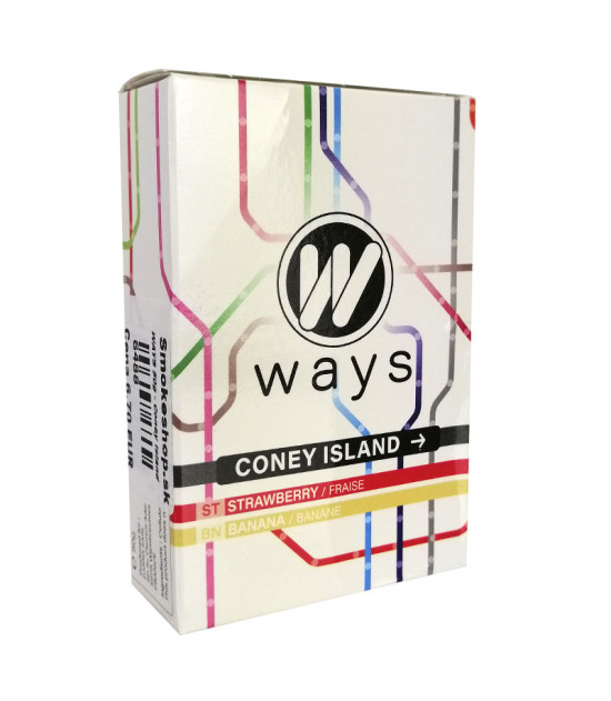 WAYS 50g Tabamel - Nikotinfreier Ersatz (Nikotinfreie Cellulose für Wasserpfeifen) - Coney Island (Erdbeere, Banane)