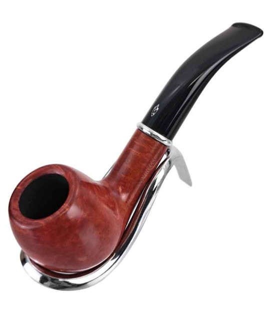 Savinelli Arcobaleno Red 9mm Tabakpfeife in einem verchromten Pfeifenständer