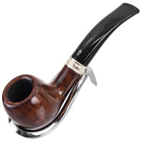 Savinelli Trevi Smooth 9mm Tabakpfeife, aufbewahrt in einem verchromten Pfeifenständer