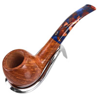 Savinelli Fantasia Smooth Natural 9mm Tabakpfeife in einem verchromten Pfeifenständer