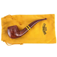 Savinelli Regimental Smooth Burgundy 9mm Tabakpfeife, verpackt in einem goldfarbenen Beutel