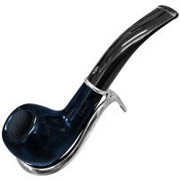 Savinelli Arcobaleno Blue 9mm Tabakpfeife in einem verchromten Pfeifenständer