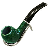 Savinelli Arcobaleno Green 9mm Tabakpfeife in einem verchromten Pfeifenständer