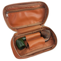 Etui für zwei Pfeifen, Twin Sypuera braun - Ansicht des geöffneten Etuis