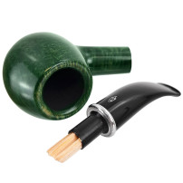 Savinelli Arcobaleno Green 9mm Tabakpfeife - aufgeklappt mit eingesetztem Balsafilter