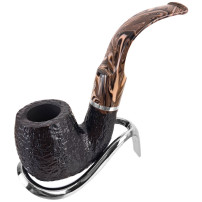Savinelli Morellina Rust Black 9mm Tabakpfeife in einem verchromten Pfeifenständer