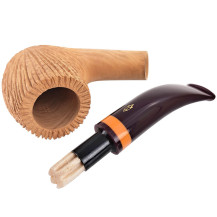Tabakpfeife Savinelli Riccio Rusticated Natural 9mm, ungefaltet, mit eingesetztem Balsafilter