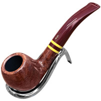 Savinelli Regimental Smooth Burgundy 9mm Tabakpfeife in einem verchromten Pfeifenständer