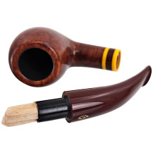 Tabakpfeife Savinelli Regimental Smooth Burgundy 9mm, aufgeklappt, mit eingesetztem Balsafilter
