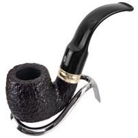 Savinelli Trevi Rusticated Full Bent 9mm Tabakpfeife in einem verchromten Pfeifenständer