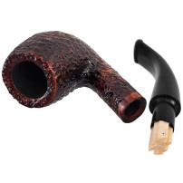 Savinelli One Rustic Dunkelbraune 9-mm-Tabakpfeife, aufgeklappt mit eingesetztem Balsafilter