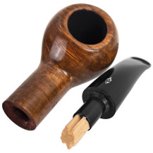 Savinelli One Smooth Brown 9mm Tabakpfeife, aufgeklappt mit eingesetztem Balsafilter