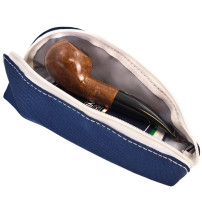 Savinelli One Smooth Brown 9mm Tabakpfeife, aufbewahrt in einem blauen Etui