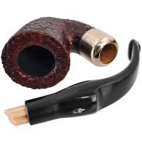 Savinelli New Dry System Rusticated Dark Brown 9mm Tabakpfeife, auseinandergeklappt mit eingesetztem Balsafilter