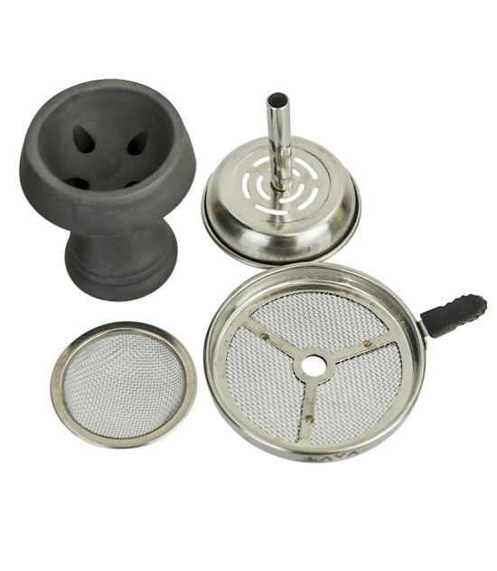 Atom Lava schwarze Shisha-Krone, Kopf und Sieb-Set
