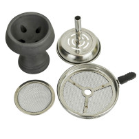 Atom Lava schwarze Shisha-Krone, Kopf und Sieb-Set