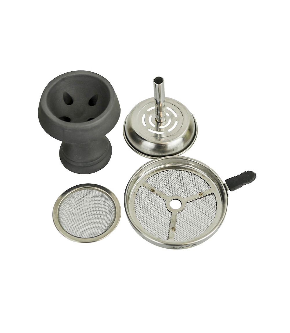 Atom Lava schwarze Shisha-Krone, Kopf und Sieb-Set