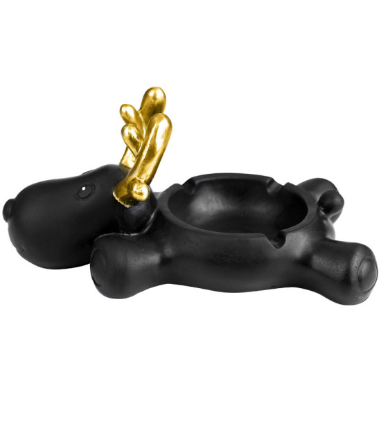 Zigarettenaschenbecher Rentier Schwarz und Gold