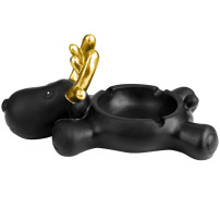 Zigarettenaschenbecher Rentier Schwarz und Gold
