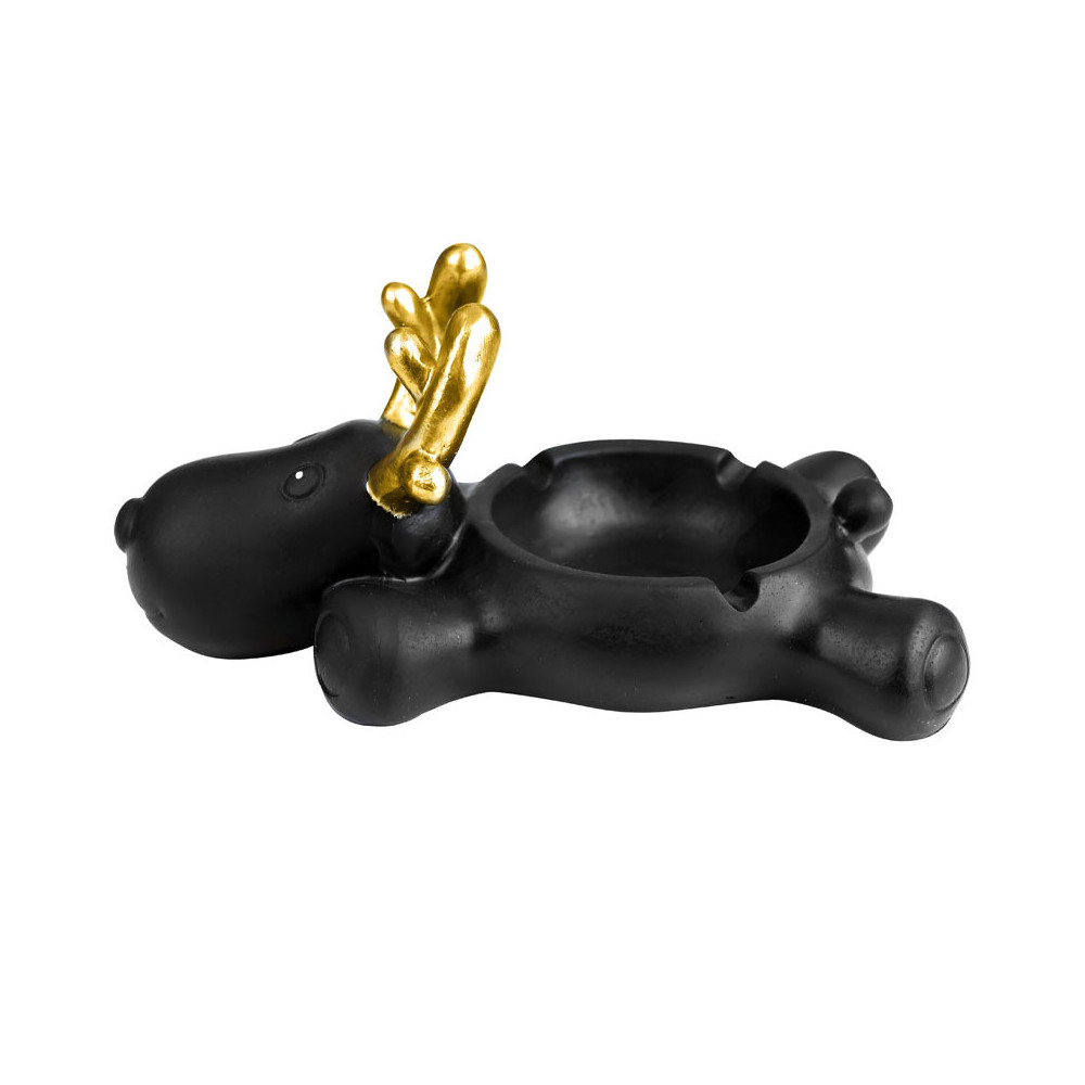 Zigarettenaschenbecher Rentier Schwarz und Gold