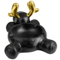 Zigarettenaschenbecher Rentier Schwarz und Gold