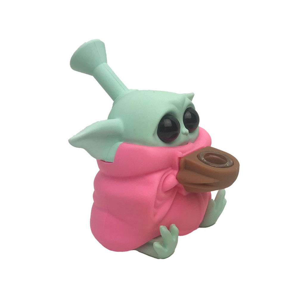 Silikon-Bong Yoda Pink 12,5 cm