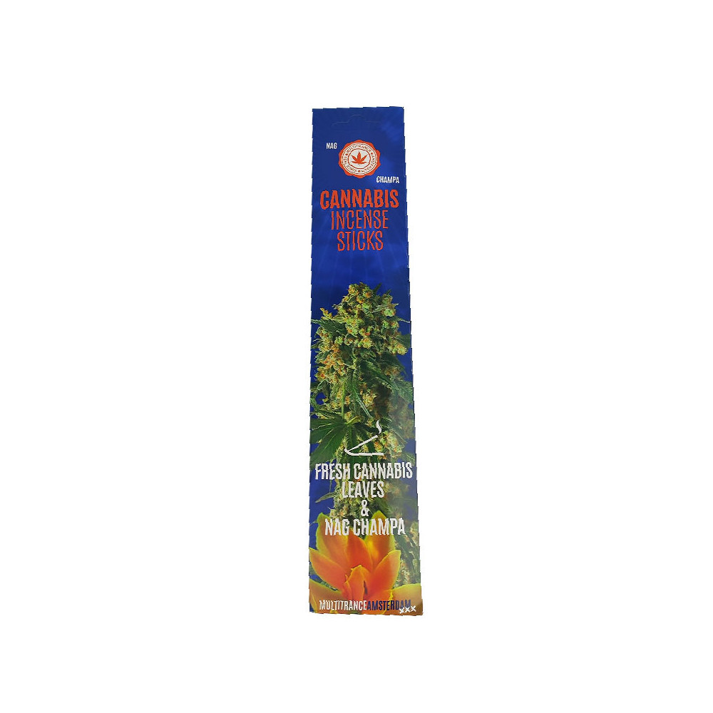 Cannabis-Räucherstäbchen – Nag Champa und getrocknete Cannabisblätter