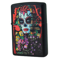Zippo Feuerzeug mit Zuckerschädel-Frauen-Design
