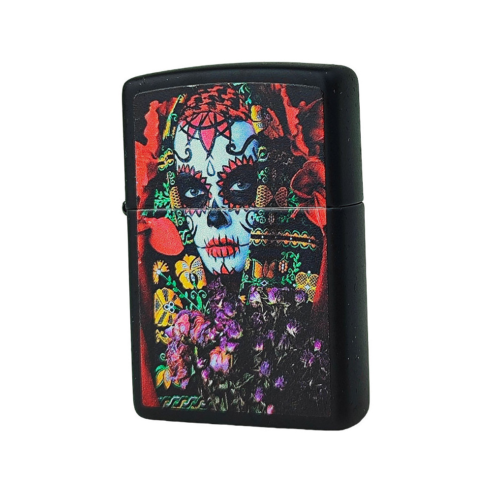 Zippo Feuerzeug mit Zuckerschädel-Frauen-Design