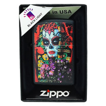 Zippo Feuerzeug mit Zuckerschädel-Frauen-Design