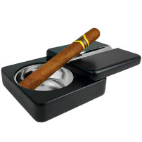 Zigarrenaschenbecher, schwarz, gedreht, 10 x 10 cm
