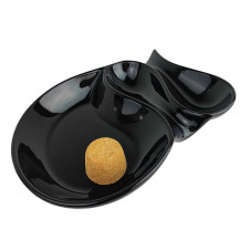 Pfeifenaschenbecher oval schwarz glänzend 2 Ablagen