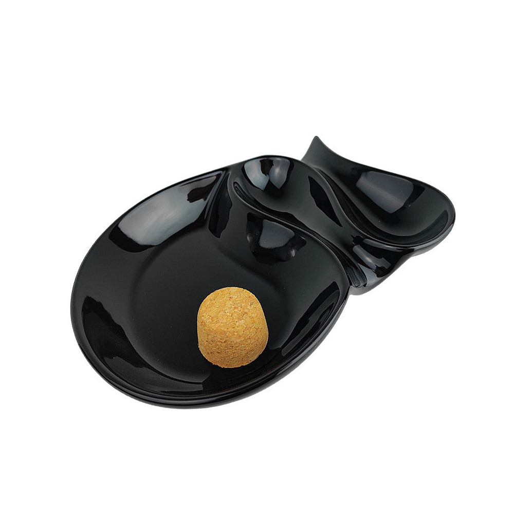 Pfeifenaschenbecher oval schwarz glänzend 2 Ablagen
