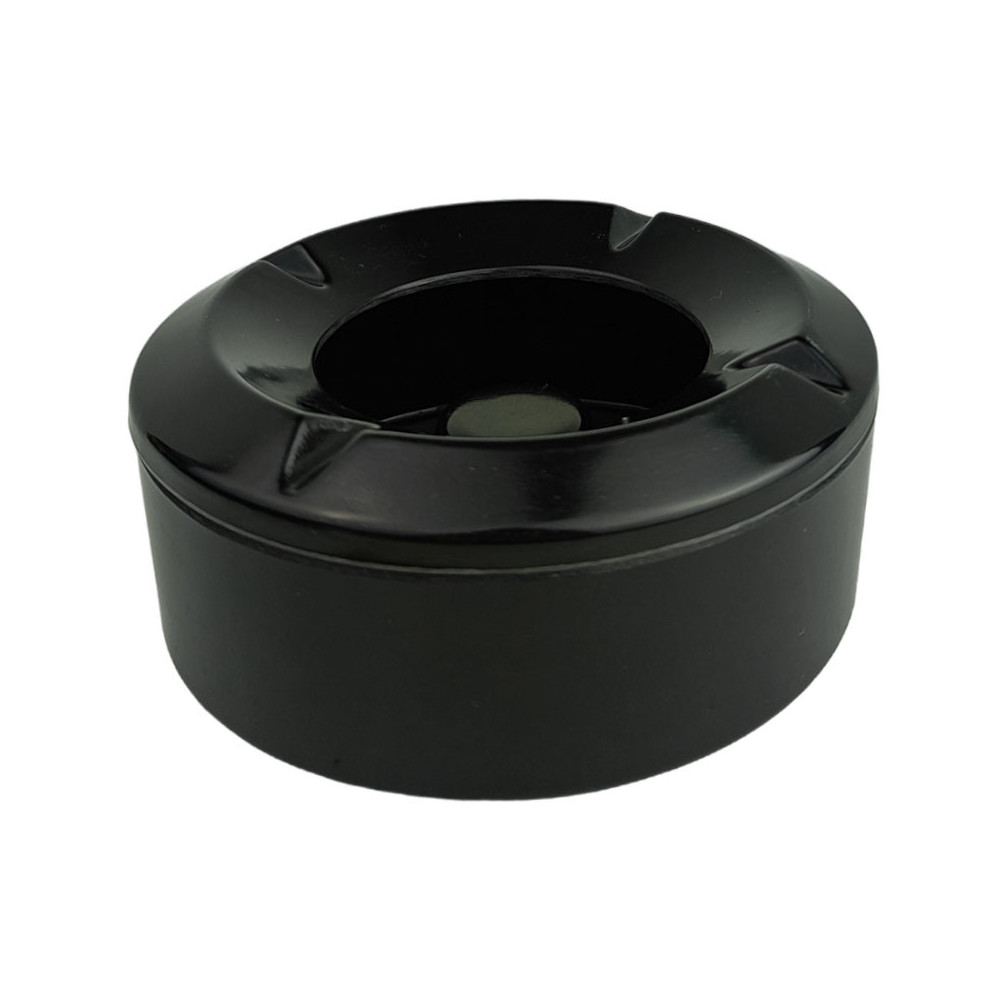 Kurbelbarer Kunststoff-Aschenbecher, 10 cm, schwarz
