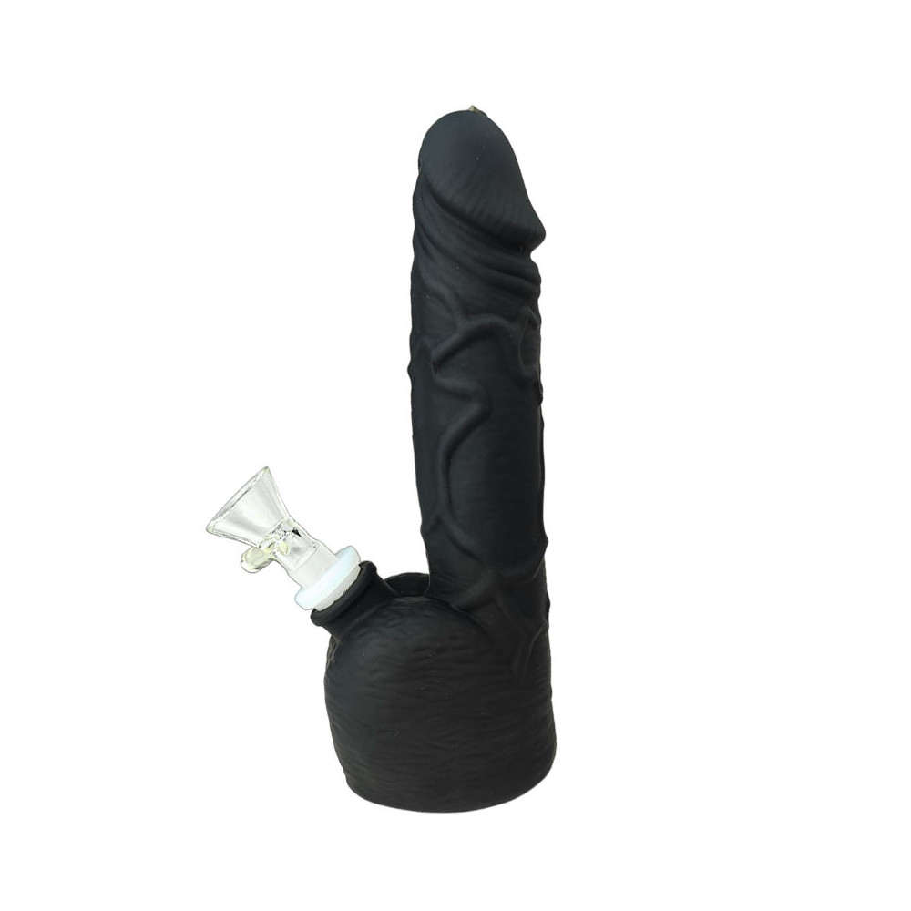 Silikon-Penis, schwarz, 20 cm, mit Bong-Form